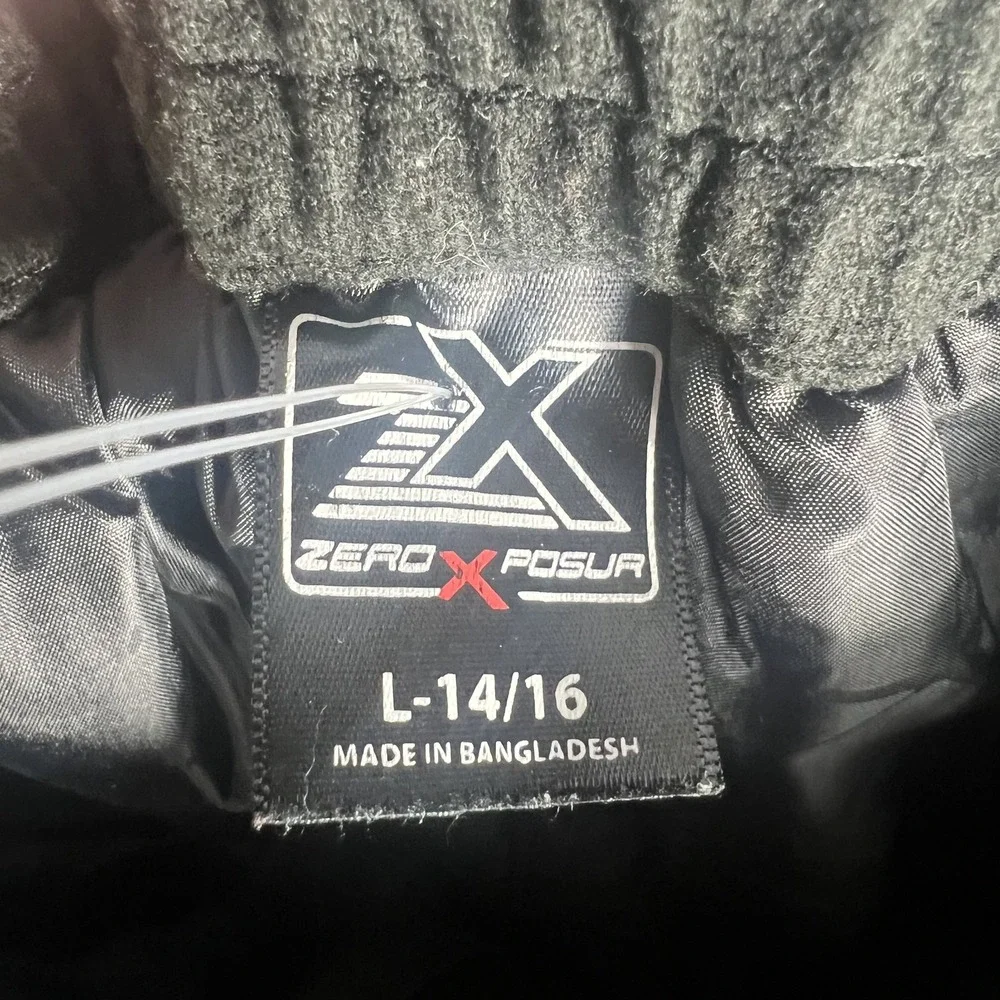 ZEROXPOSUR Boys L 14/16 Black Snow Ski Pants Insulated Water Resistant Outerwear